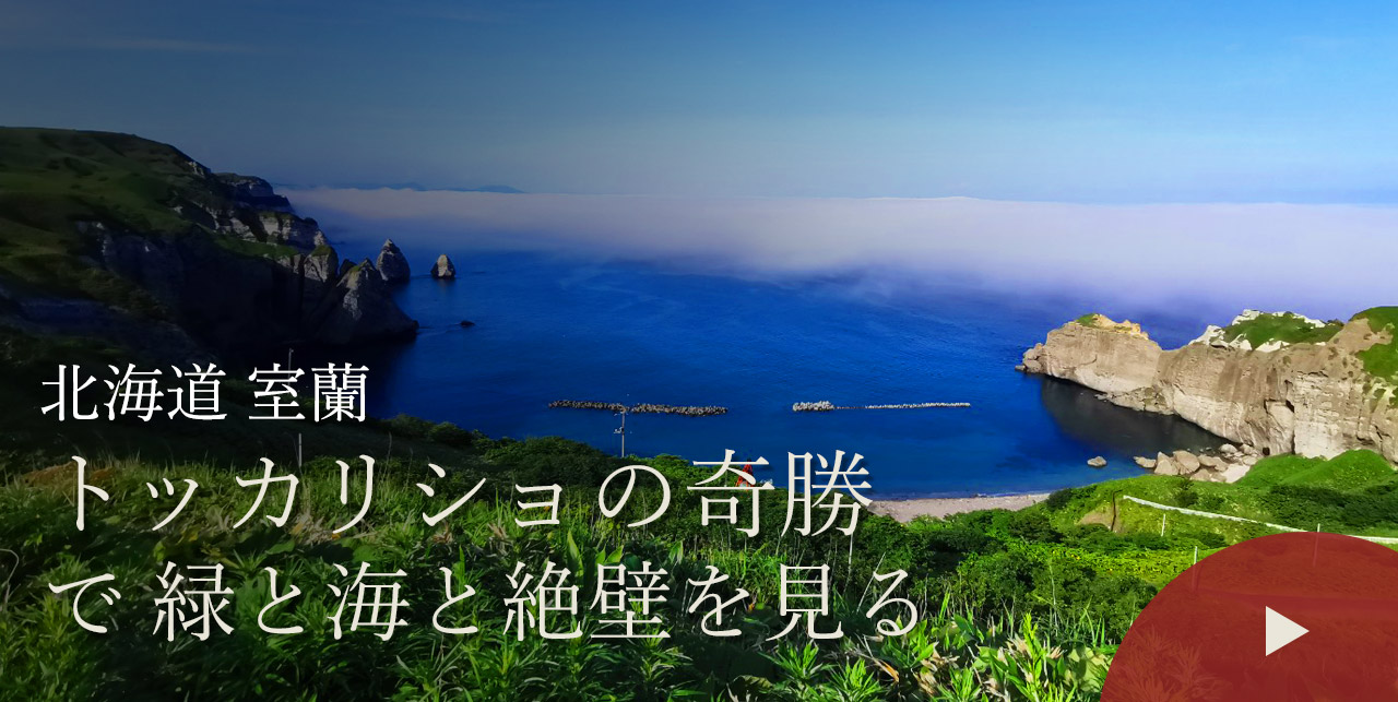 北海道 室蘭　トッカリショの奇勝で緑と海と絶壁を見る