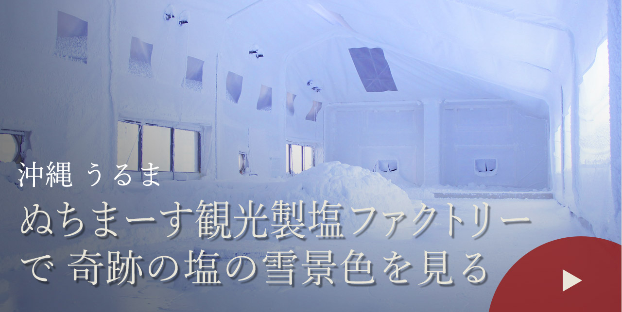 沖縄 うるま　ぬちまーす観光製塩ファクトリーで奇跡の塩の雪景色を見る